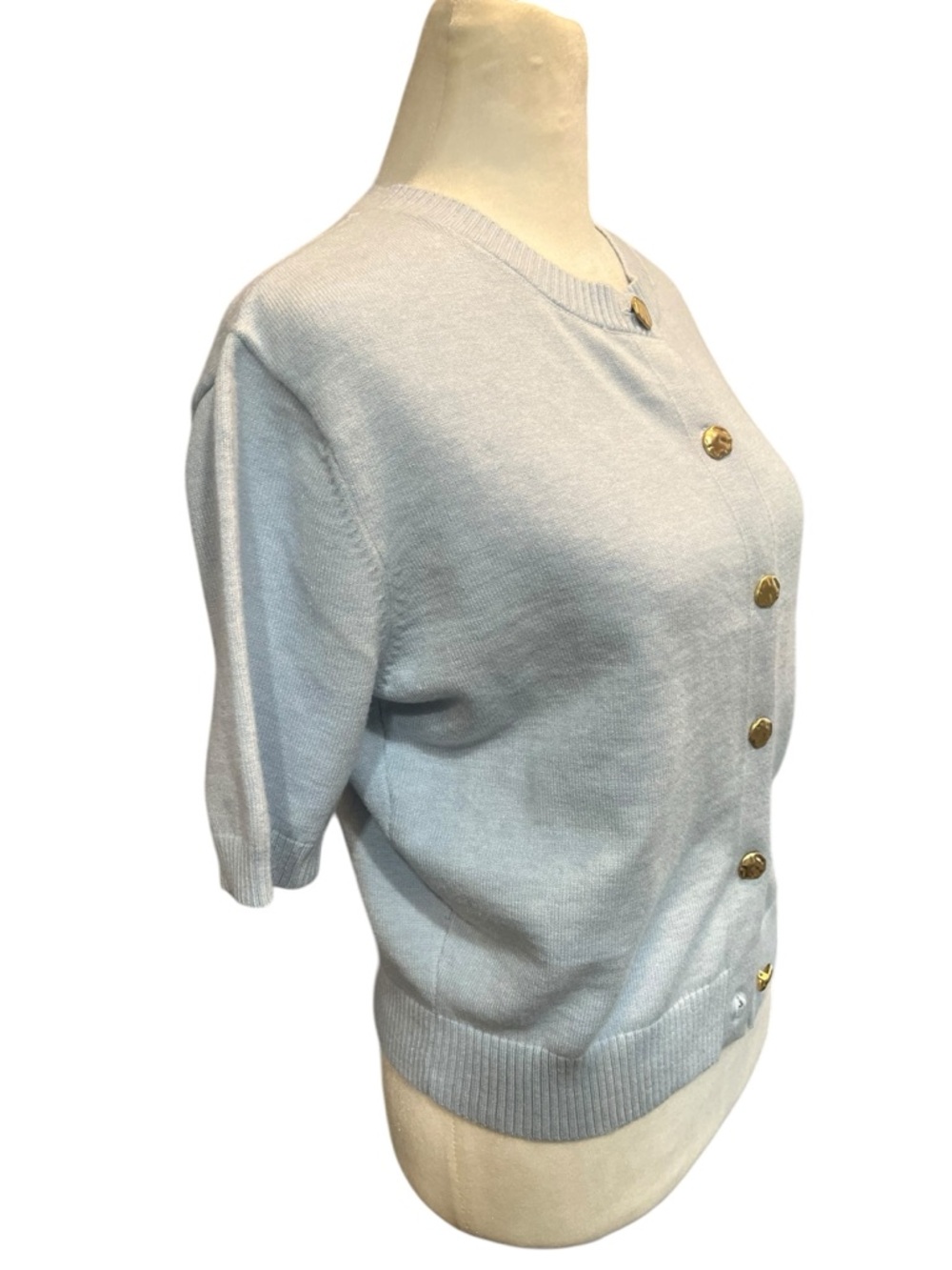 Soho & Stella Light Blue Short Sleeve Button Down Cardigan - Large - Picture 2 of 6